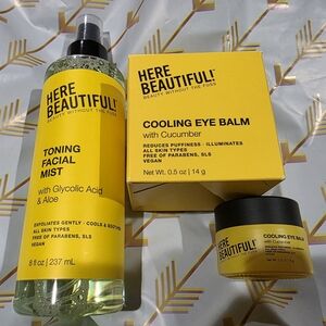 Here Beautiful! Toning Facial Mist and Cooling Eye Balm Set - Yellow